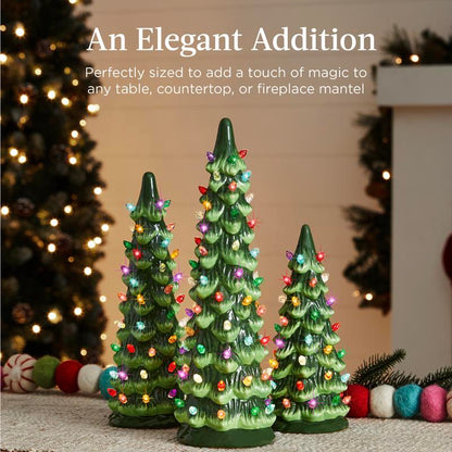 Hand-Crafted Ceramic LED Tabletop Christmas Trees