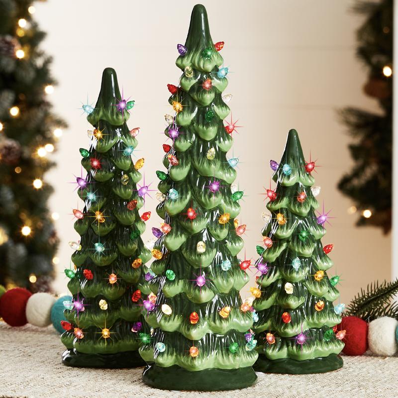 Hand-Crafted Ceramic LED Tabletop Christmas Trees