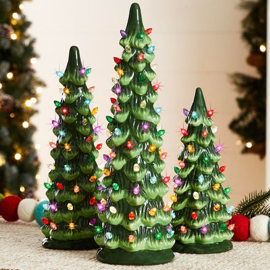 Hand-Crafted Ceramic LED Tabletop Christmas Trees